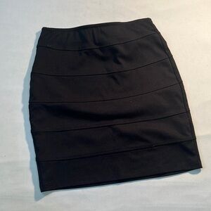Popular Basics Black Knit Bandage Skirt Tiered Bodycon Mini Size M